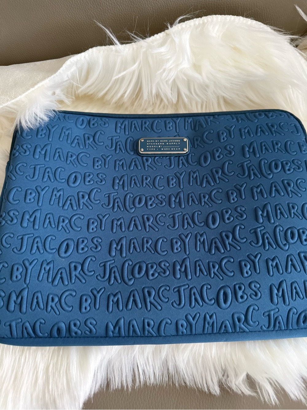 Marc by Marc Jacobs Blue Embossed Laptop Sleeve
